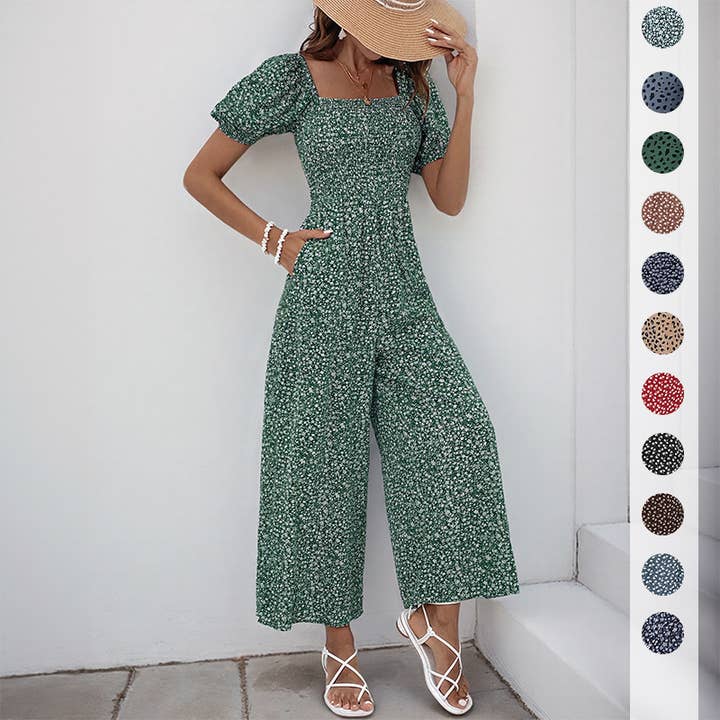 Effortless Printed Shirred Jumpsuit for wholesale by onatorobi