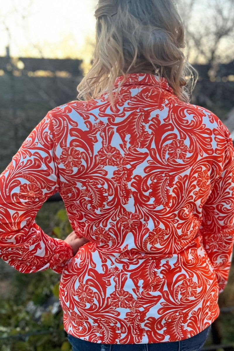 Sterling Kreek – Sweatshirt - Mulher por atacado – Pulôver Tailgate Party Laranja & Branco1