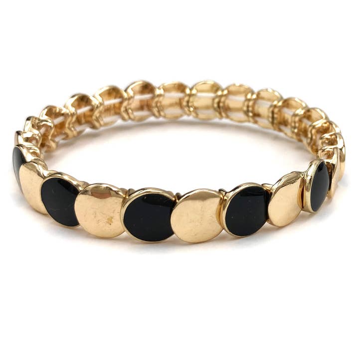 Duo Color Chrome Gold Circle Stretch Bracelet for wholesale by Lunar Deer