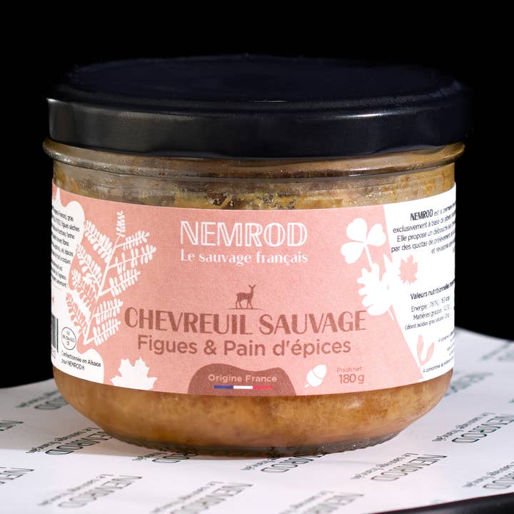 Terrine de Chevreuil figues et pain d’épices - Gibier - 180g pour la vente par Nemrod