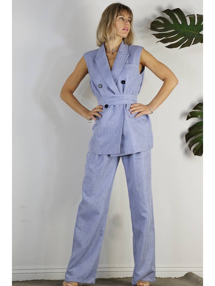 SPRING VEST AND LONG PANTS SUIT SET for wholesale by Mulla