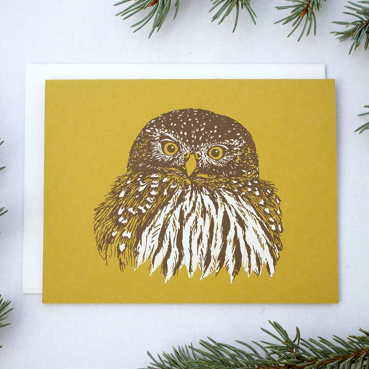 Carte de Chouette Chevêchette pour la vente par Farm and Finch Creative