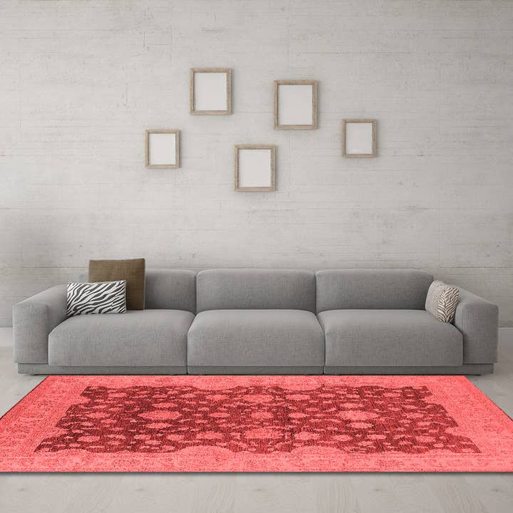 Tapis industriels rouges orientaux lavables en machine pour la vente par Ahgly