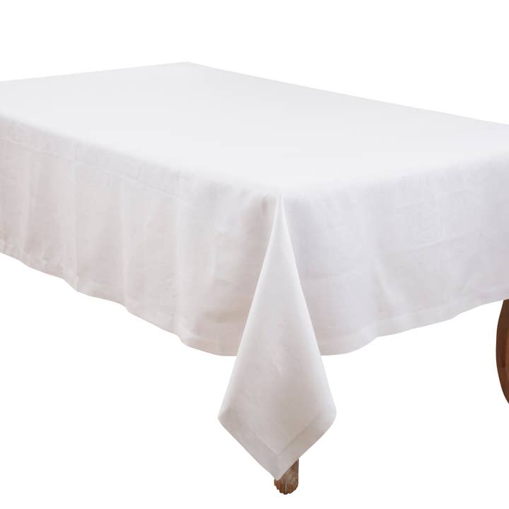 White Pure Linen Tablecloth for wholesale on Faire