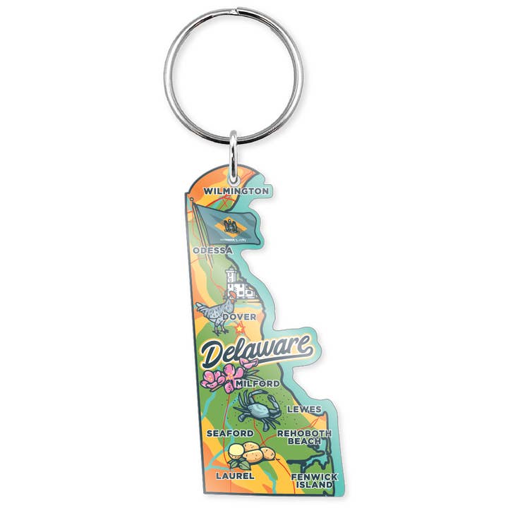 Keychain - Delaware Across America 2.0 for wholesale by Morris Magnets