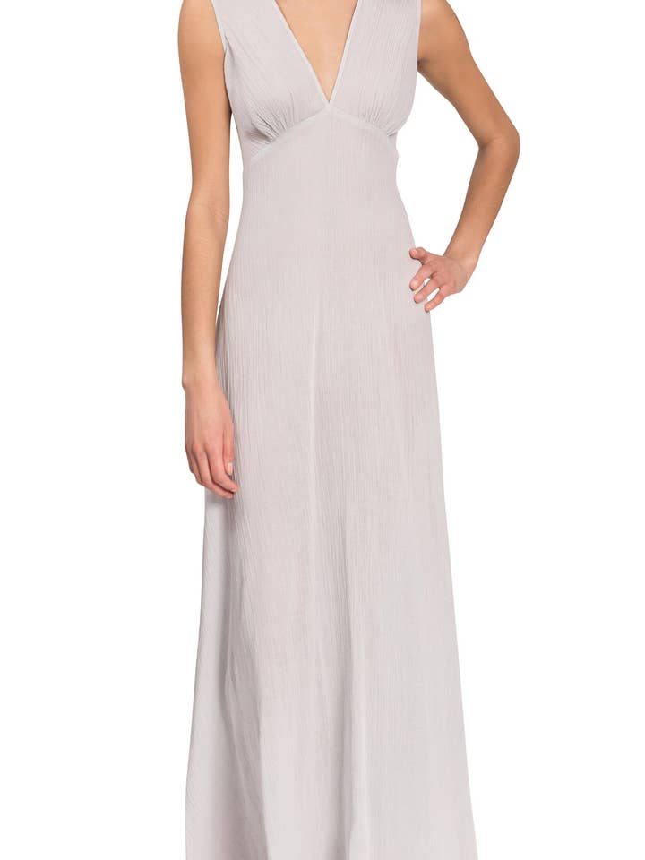 Amelia Summer Nightgown - Mist Grey Cloud Cotton for wholesale by Everyday Ritual