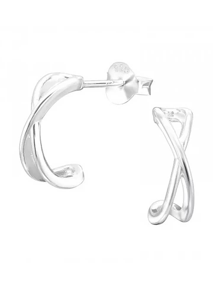 Sterling Silver Half Hoop Stud Earrings - SS for wholesale by Zoey Simmons