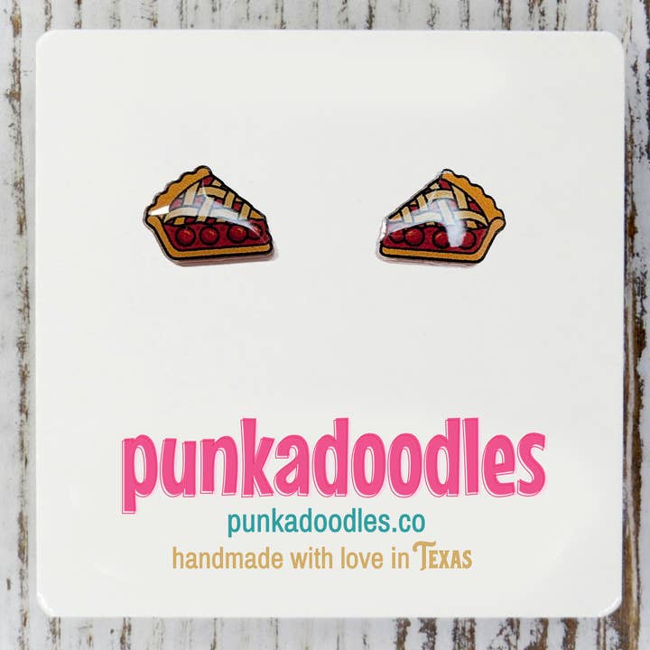 Slice of Cherry Pie Earrings for wholesale by Punkadoodles.co