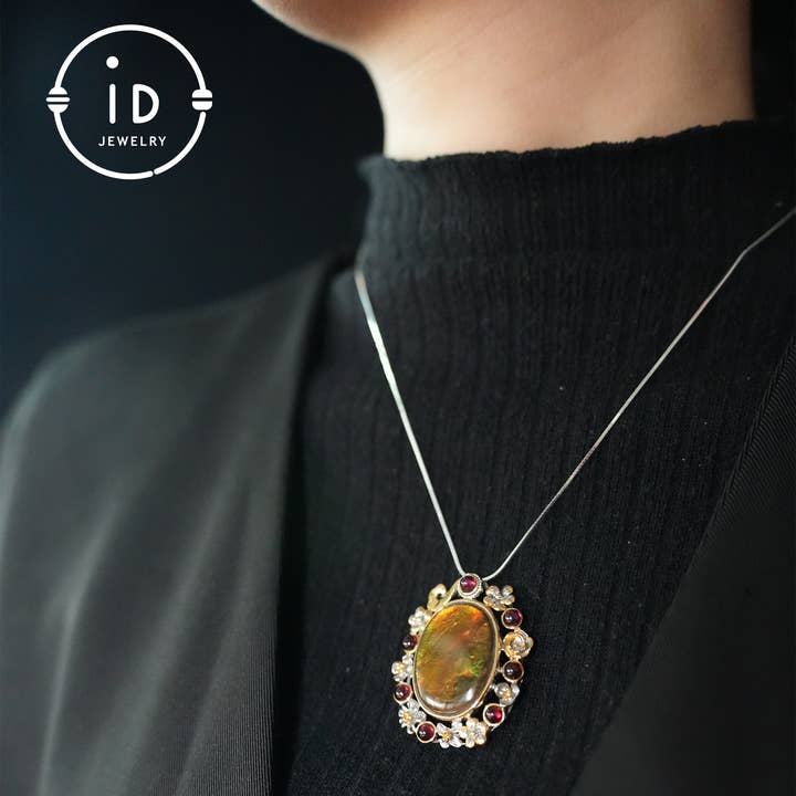 idjewelry – wholesale Individuell berlock/hänge – Naturlig Ammolit-hänge| Handgjorda Ädelstenssmycken| Vintage Opalhänge| Unik Gåva för Kvinnor