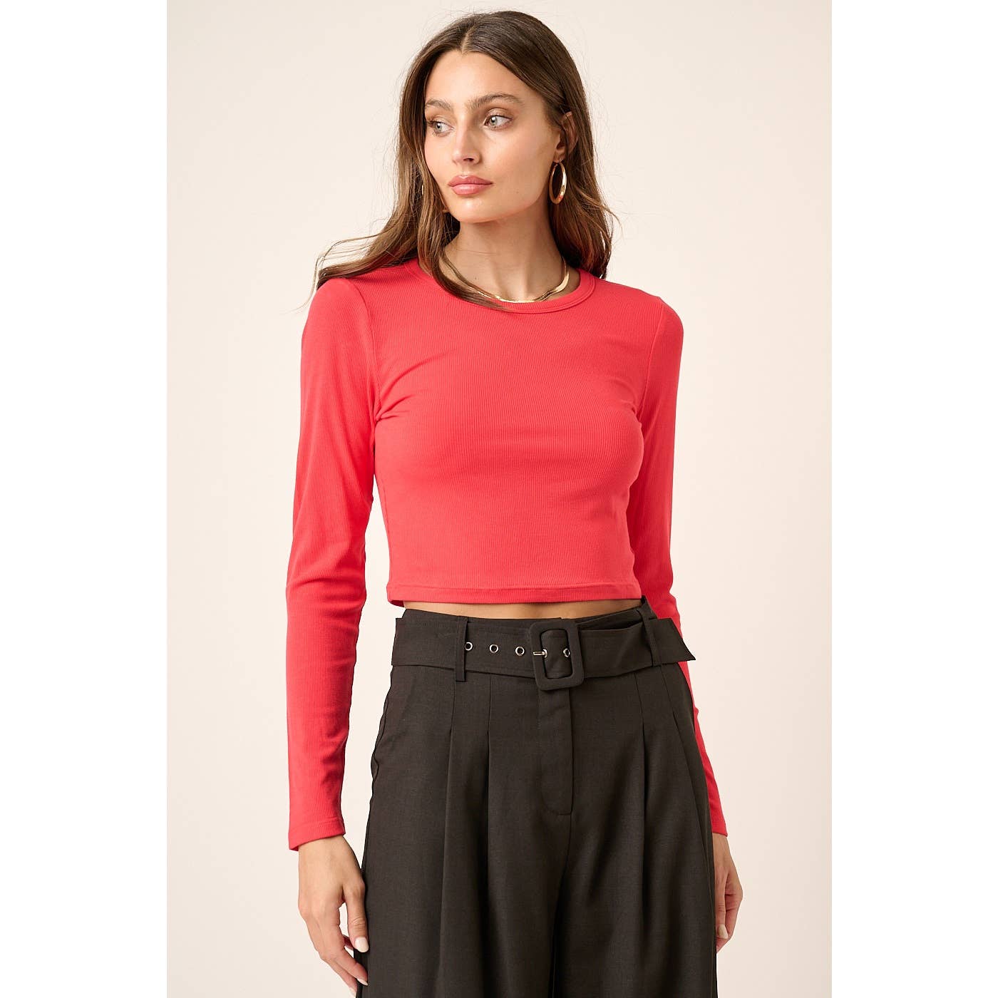 mittoshop - Wholesale Knit Top - Women's - BASIC CROP LONG SLEEVE KNIT TOP4