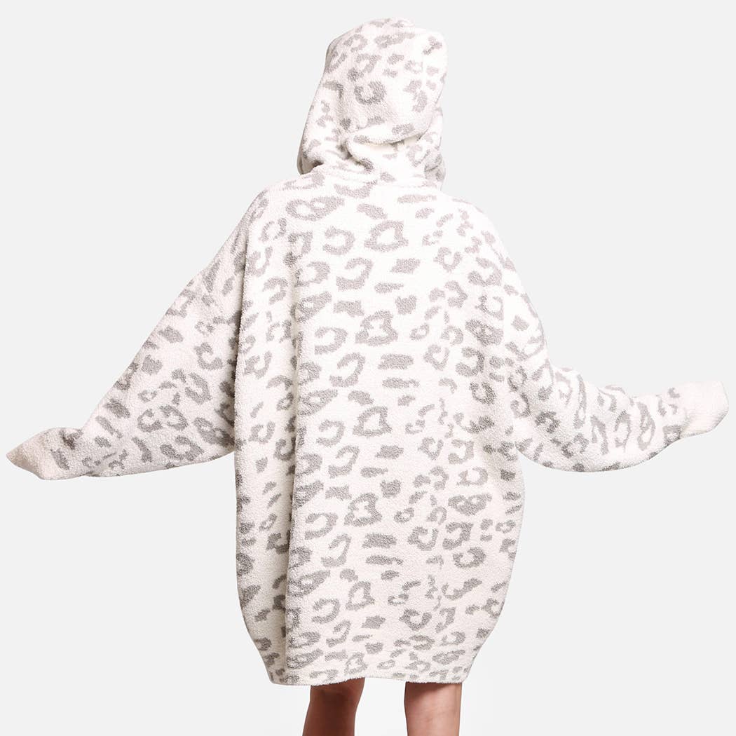Fashion City - Wholesale Hoodie - Women's - Leopard Print Soft Hooded Snuggie w Pocket22