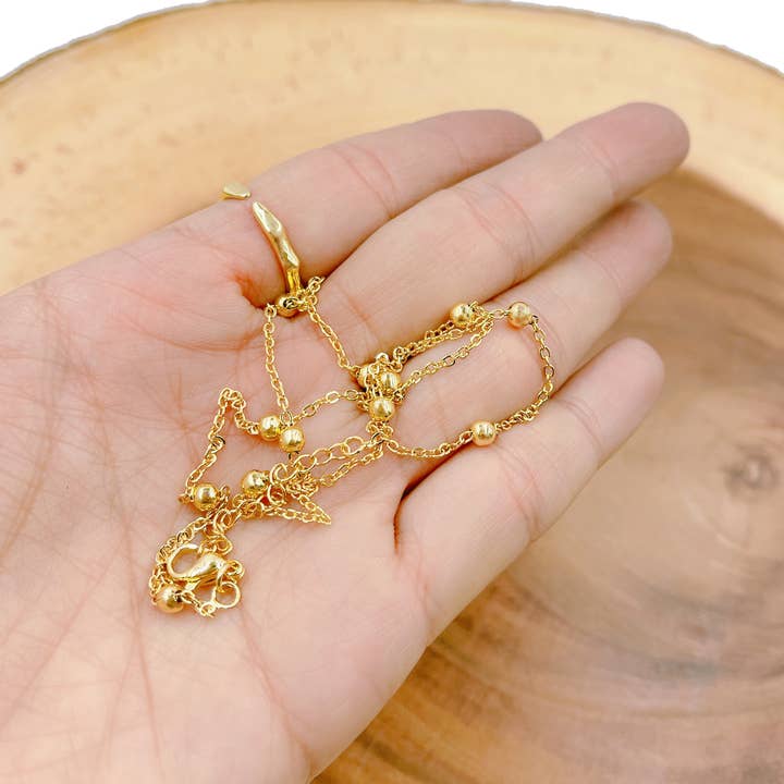 Beads Creation - Wholesale Link & chain necklace - 18" Ready to Use Gold Round Ball Necklace Chain, CH2451