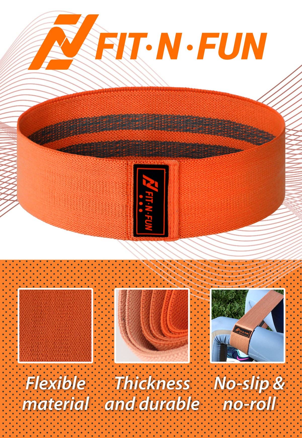 Fit N Fun - Vente Équipement de fitness - Set de 3 bandes de résistance en tissu antidérapantes Fit N Fun1