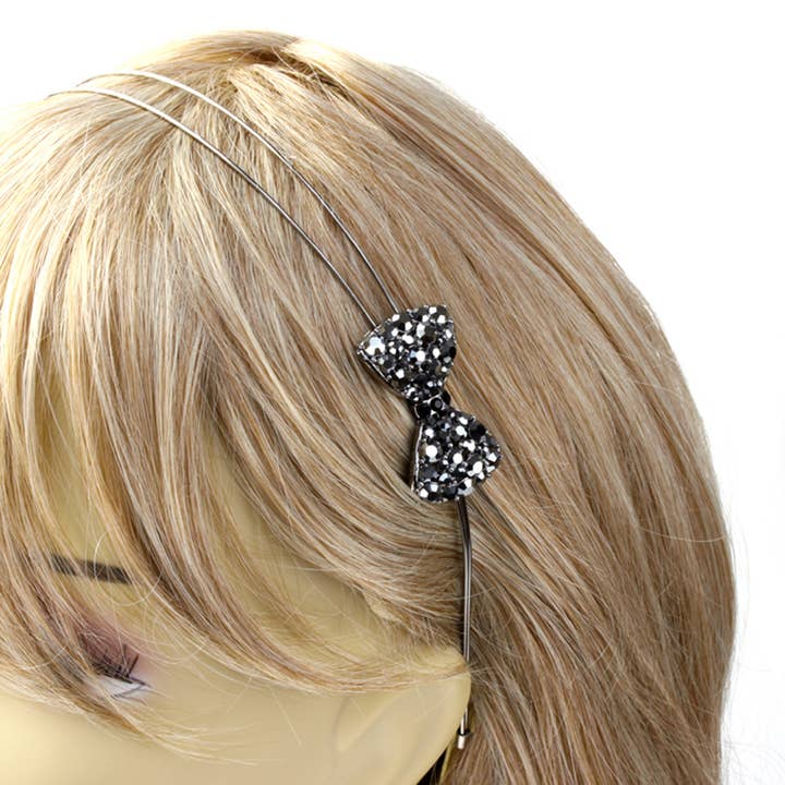 Decorative Simulated Crystal Ribbon Daily Headband for wholesale by Double Accent