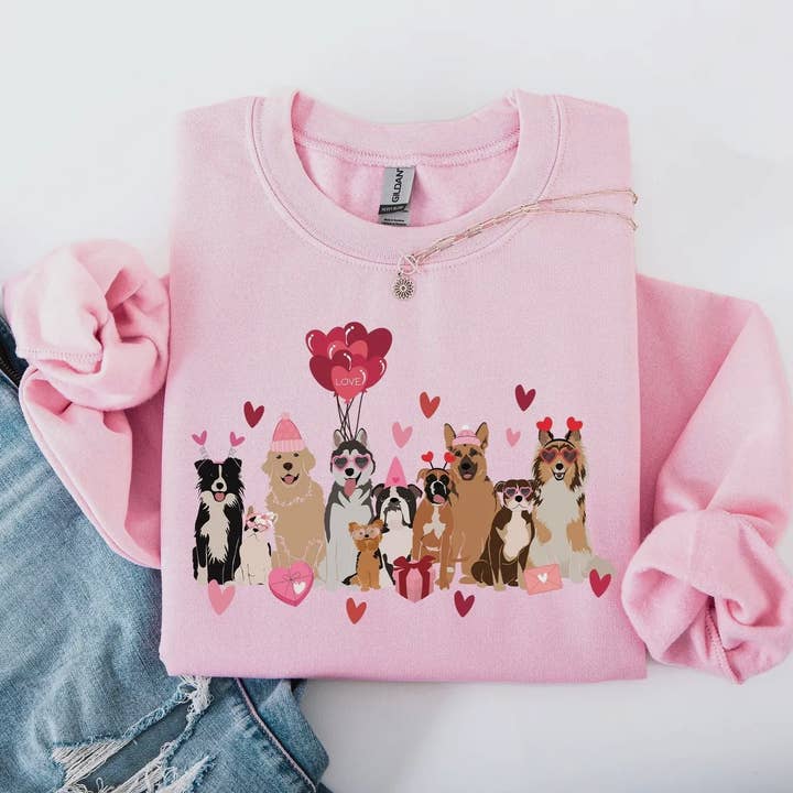 Valentines Day Dogs Sweatshirt for wholesale by Rags Revived