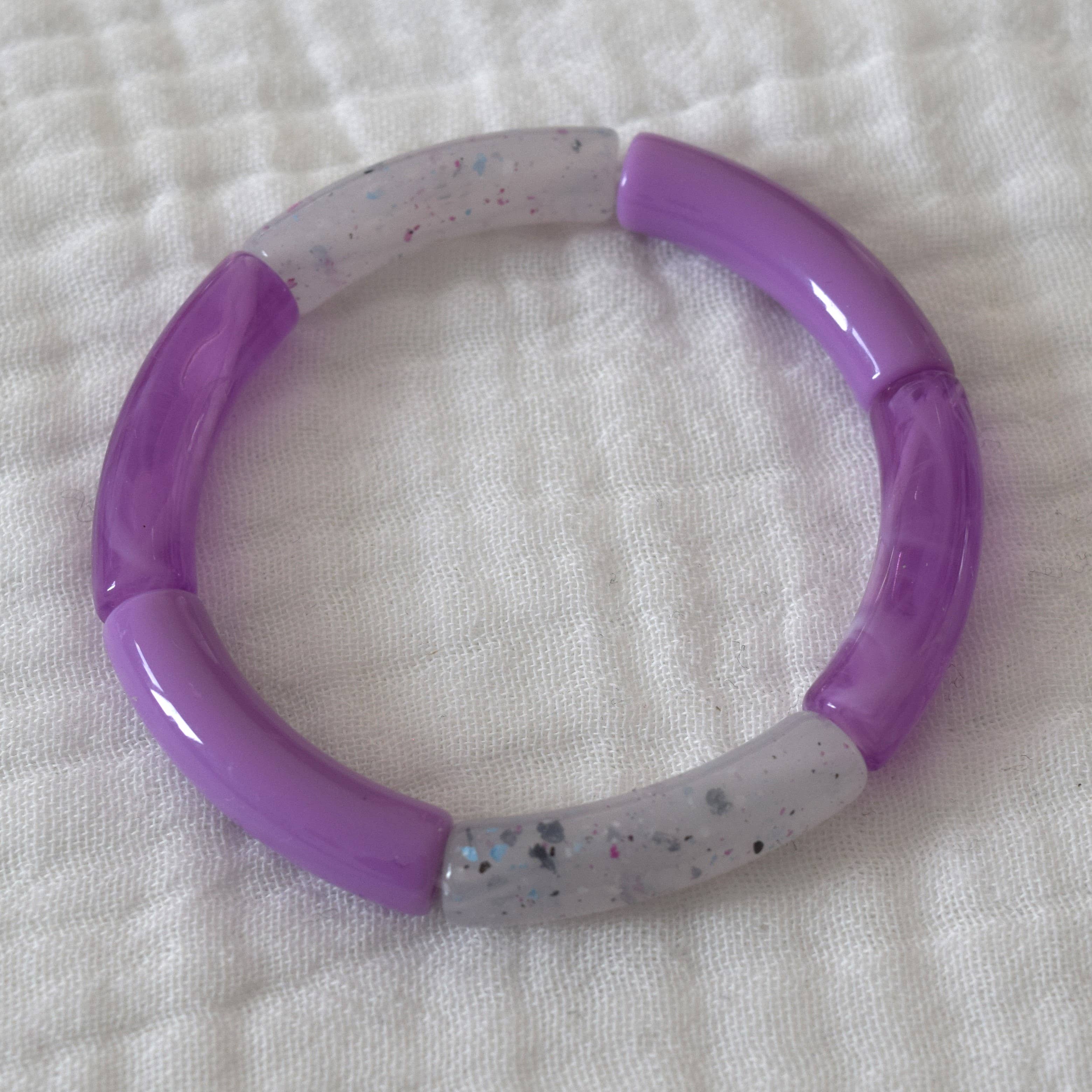 Manacreations - Wholesale Beaded Bracelet - Elastic bangle bracelets in pink and mauve tones11