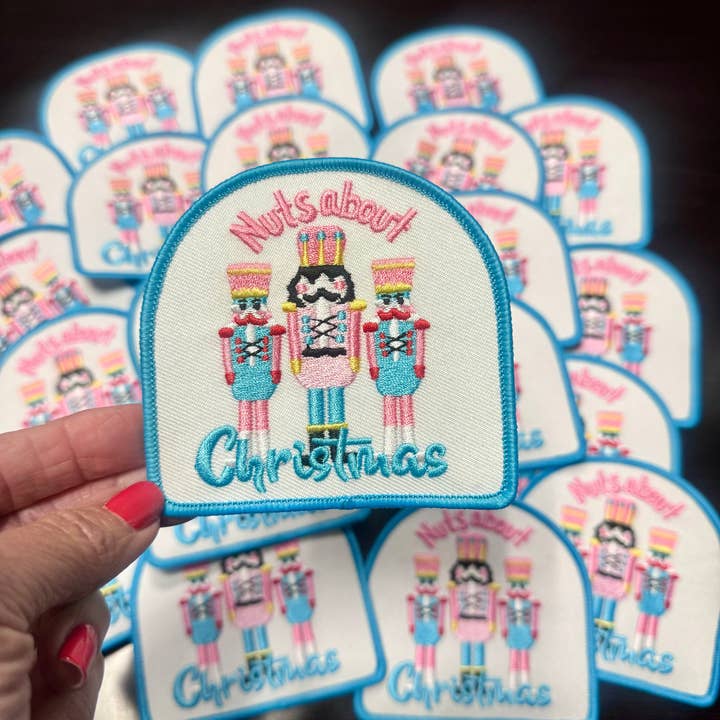 sequinandstiches - Wholesale Patch - Nuts about Christmas Patch, Nutcracker Patch, Custom 3.5" Embroidery Iron On Patch, Trucker Hat Patch, Christmas Patch, Hat Bar Patch, Small Patch, Holiday Patch, Pink Patch, DIY Patch2