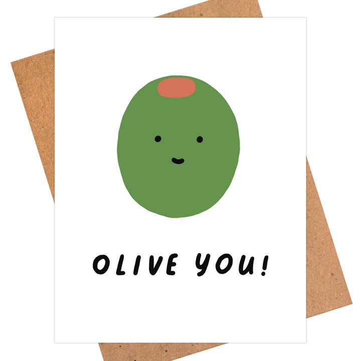 Olive You Card, Birthday Card, Anniversary Card, Food Pun for wholesale by iej studio