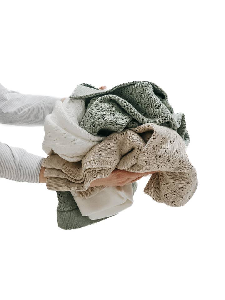 Little Mae and Co - Wholesale Bedding Blanket - Kids & Baby - Mint Pointelle Knit Blanket8