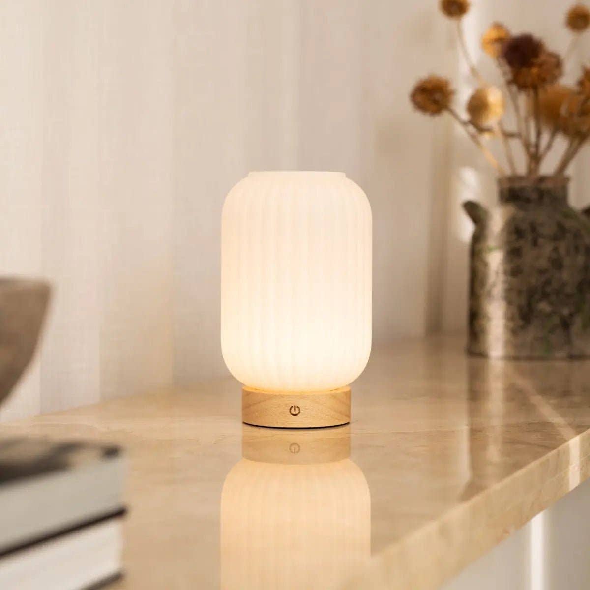 Tavellio - Wholesale Accent/Desk Lamp - Lilly Light Brown Unique Rechargeable Lamp | 3 Light Modes, Dimmable & 100-Hour Battery1