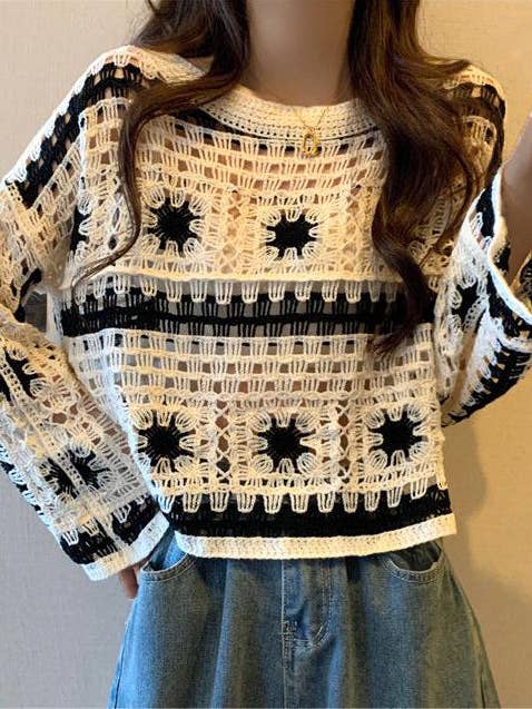 DE VAVE - Wholesale Knit Top - Women's - Eyelet knit Top