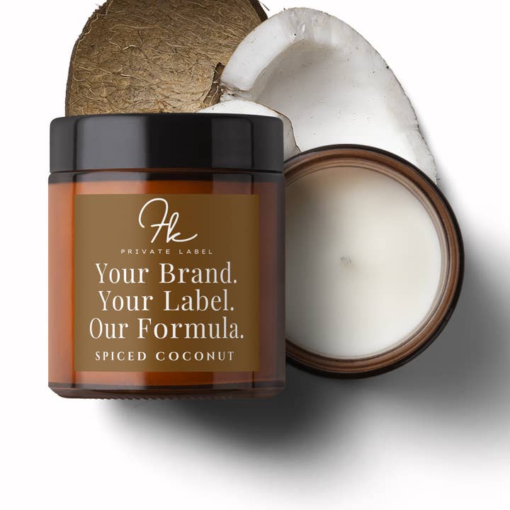 Vela de 10 oz de soja de coco especiada y cera de coco (personalizada) para venta al por mayor de FK Private Label Labs