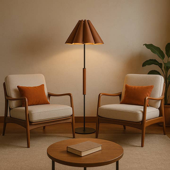 VIVZONE - Wholesale Floor Lamp - Floor Lamp With Leather Ruched Shade0