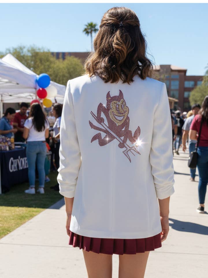 Matchdag Kavaj, Vit Rynkad, Arizona State Sun Devil för wholesale av Moving Forward Designs