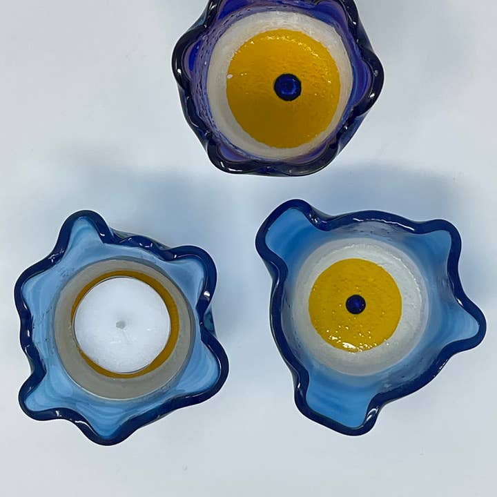 Nai Gifts - Wholesale Candle Holder - Evil Eye Glass Handmade Candle Holder1