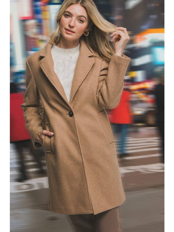 Lemon Tree - Wholesale Coat - Women's - Notched Lapel Long Sleeve Coat1