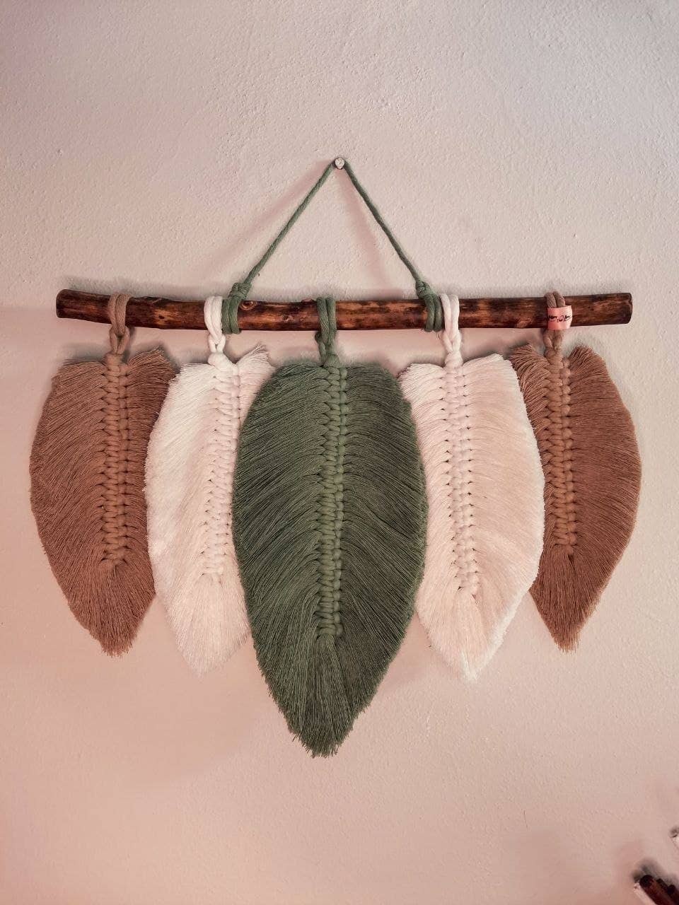 Macrame Wall Hanging Fall Color Rainbow With Leaves Macrame