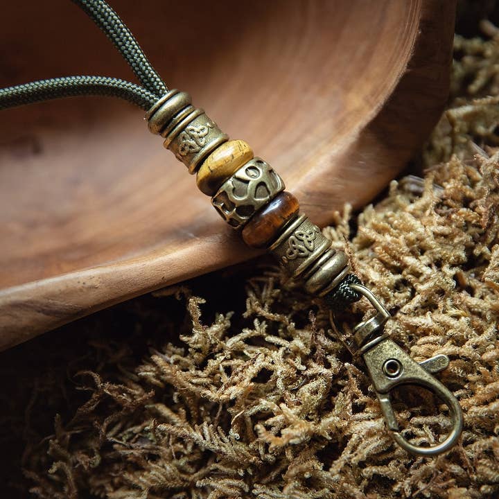 Fluitkoord Verde Militar com contas de Olho de Tigre por atacado de Dog Wellness