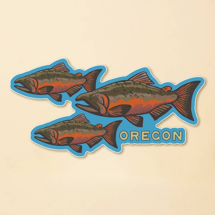 Autocollant de saumon de l'Oregon pour la vente par Tender Loving Empire