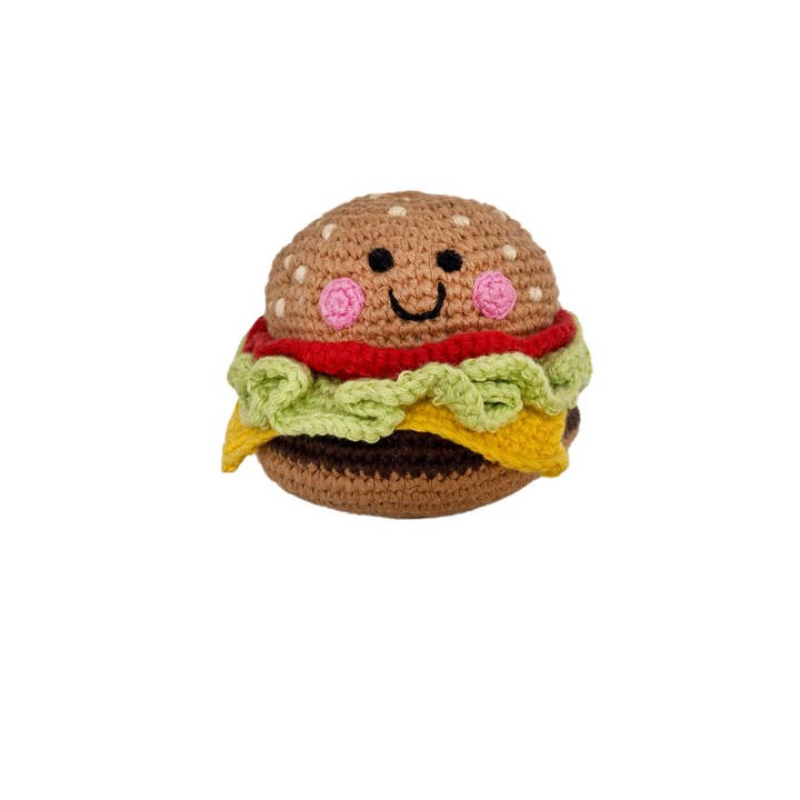 PebbleChild USA - Wholesale Handheld rattle – Baby - Pretend Play Food Rattle - Classic Burger0
