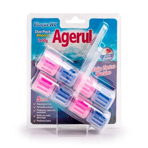 Agerul - Wholesale Toilet Cleaner - Rim Block Toilet Marine Fresh Scent. 10 units. Duo Pack