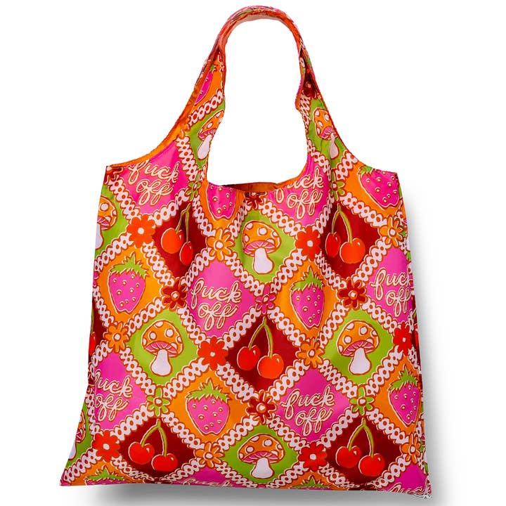 F*ck Off Retro Art Sack® - Eco-Friendly Reusable Tote Bag for wholesale by Yellow Owl Workshop