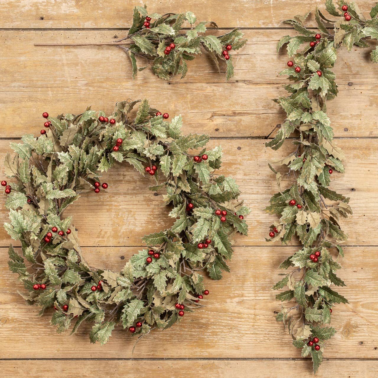 Ragon House – wholesale Artificial plant – 14" GOLD HOLLY W/ RED BERRIES PICK1