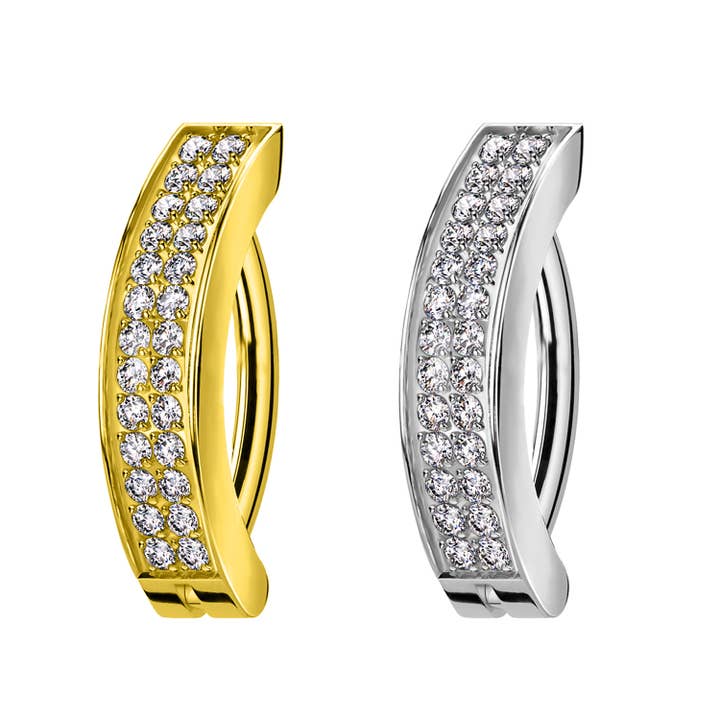 Awaken - Wholesale Belly Ring - Navel Piercing with two lines of perpendicular crystals2