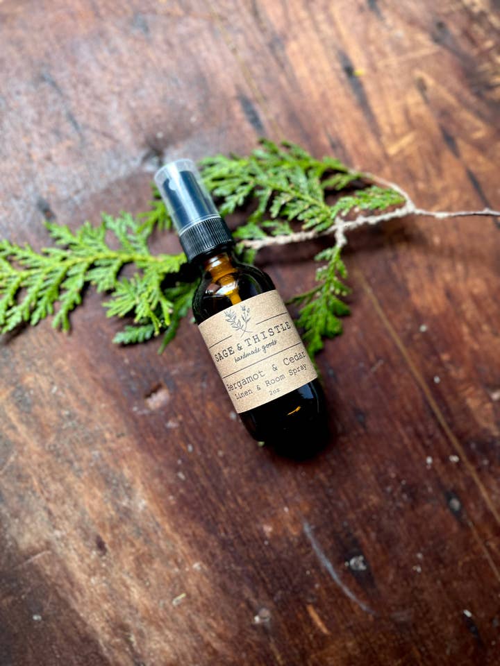 Bergamot & Cedar Room & Linen Spray for wholesale by Sage & Thistle Handmade Goods