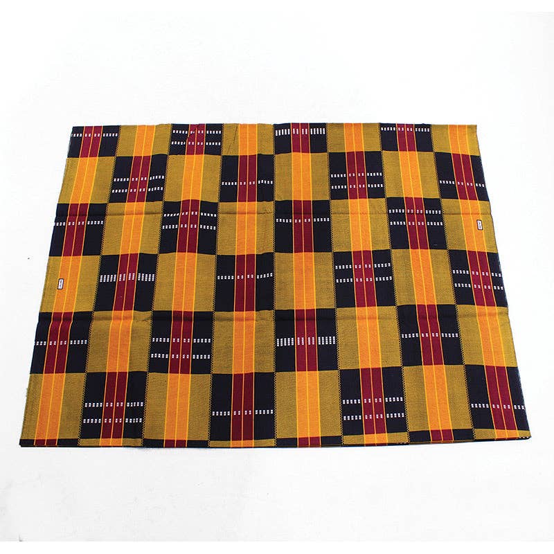 Orange Raw Fabric/ African Kente Print/ 6 Yrd - Burgundy for wholesale on Faire
