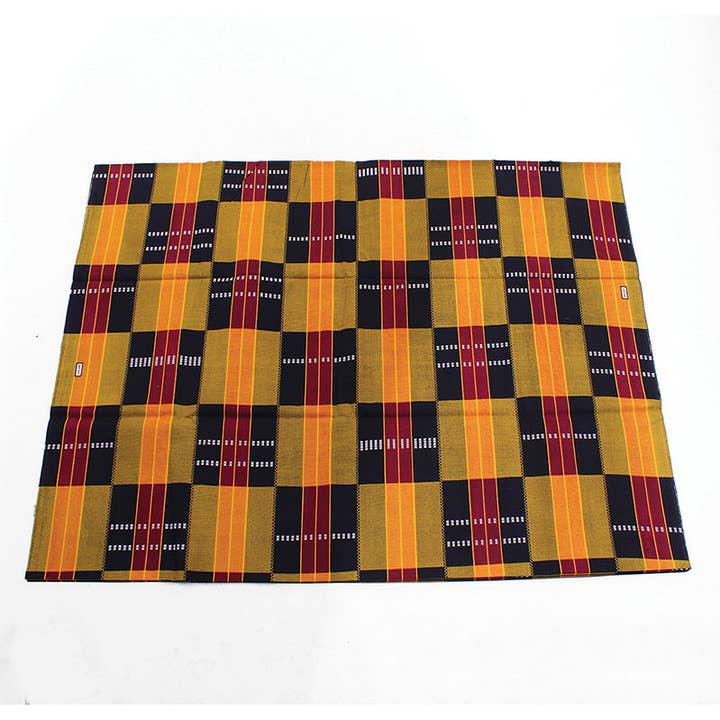 Orange Raw Fabric/ African Kente Print/ 6 Yrd - Burgundy for wholesale on Faire0