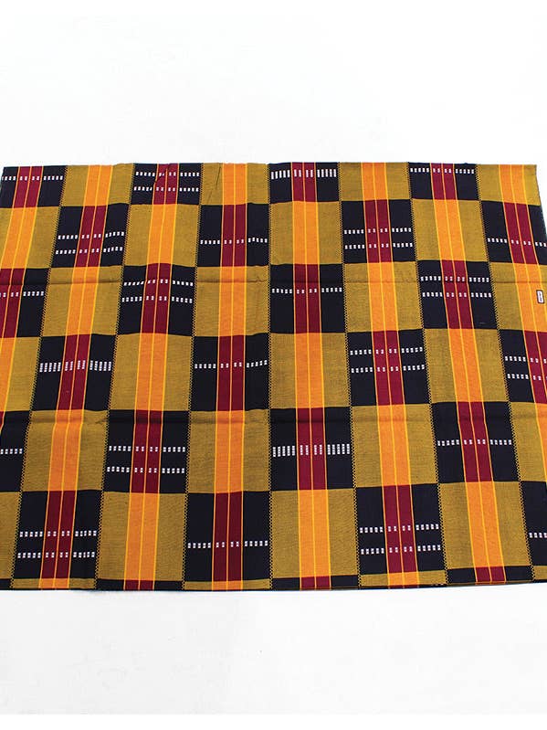 Raw Fabric/ African Kente Print/ 6 Yrd - Burgundy for wholesale by India Batik