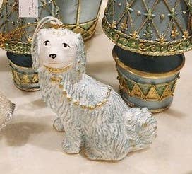 Dekorasyon Gifts  Decor - Venta al por mayor Figura decorativa - Adorno de perro Chinoiserie de 3,5" (blanco/azul)1