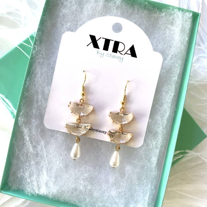 XTRA by Stacey - Wholesale Dangle Earrings - The Shannon Earring - Pearl3