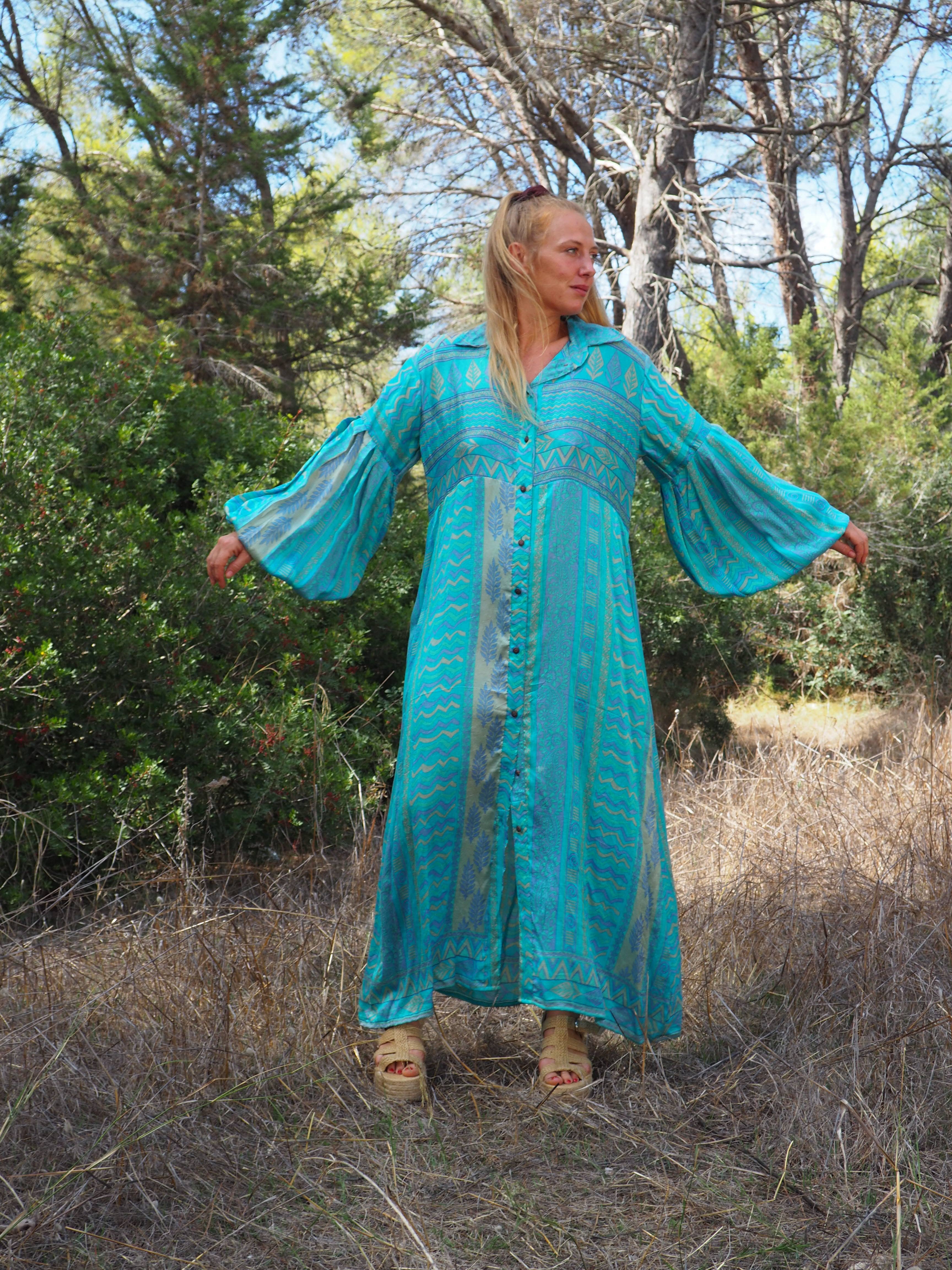 Vagabond Ibiza - Wholesale Dress - Women's - The Lenya Dress– Up-cycled Vintage Sari Dress 19