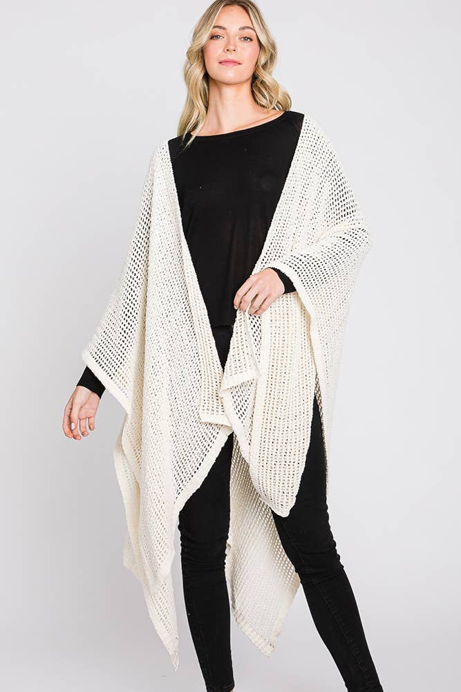 Hana - Wholesale Cardigan - Dames - Solid Chenille Crochet Ruana19