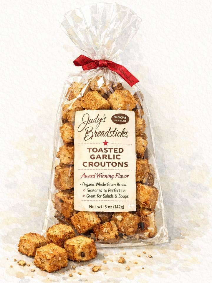 Croûtons à l'ail grillé pour la vente par Judy's Table (fka Judy's Breadsticks)