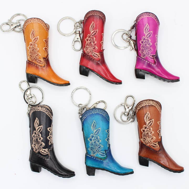 Sunflower Handmade leather inc - Wholesale Keychain - Women's - Handmade Leather Cowboy Boot Keychain Charm