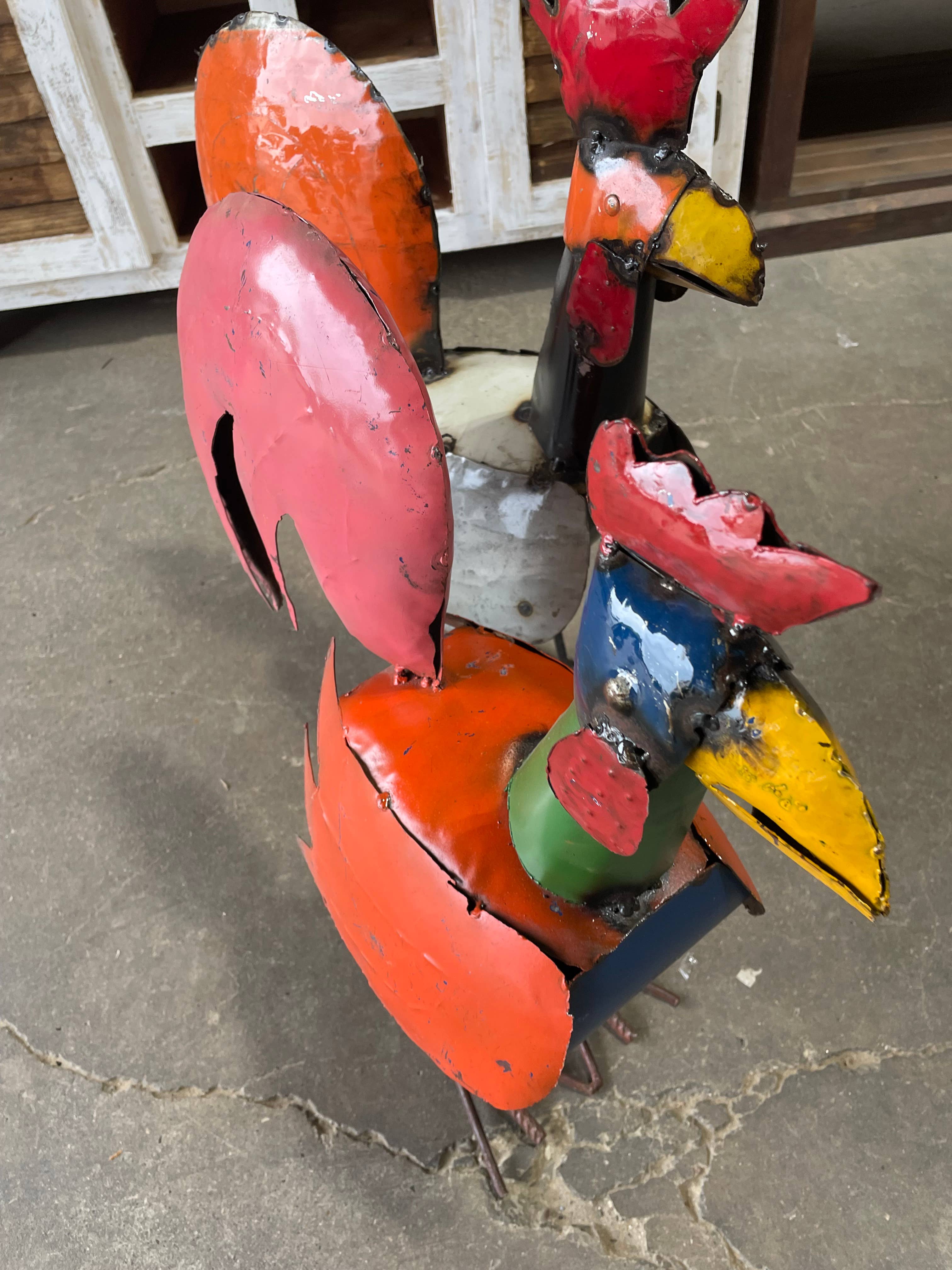 My Amigos Imports - Wholesale Outdoor Ornament/Decor - Connie Colorful Recycled Metal Rooster-WH5-Yard Art-9x20x24H1