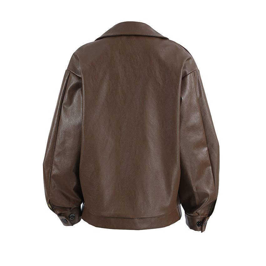 world apparel - Wholesale Leather Jacket - Women's - 2025 Vintage Brown Leather Winter Jacket Timeless Chic21